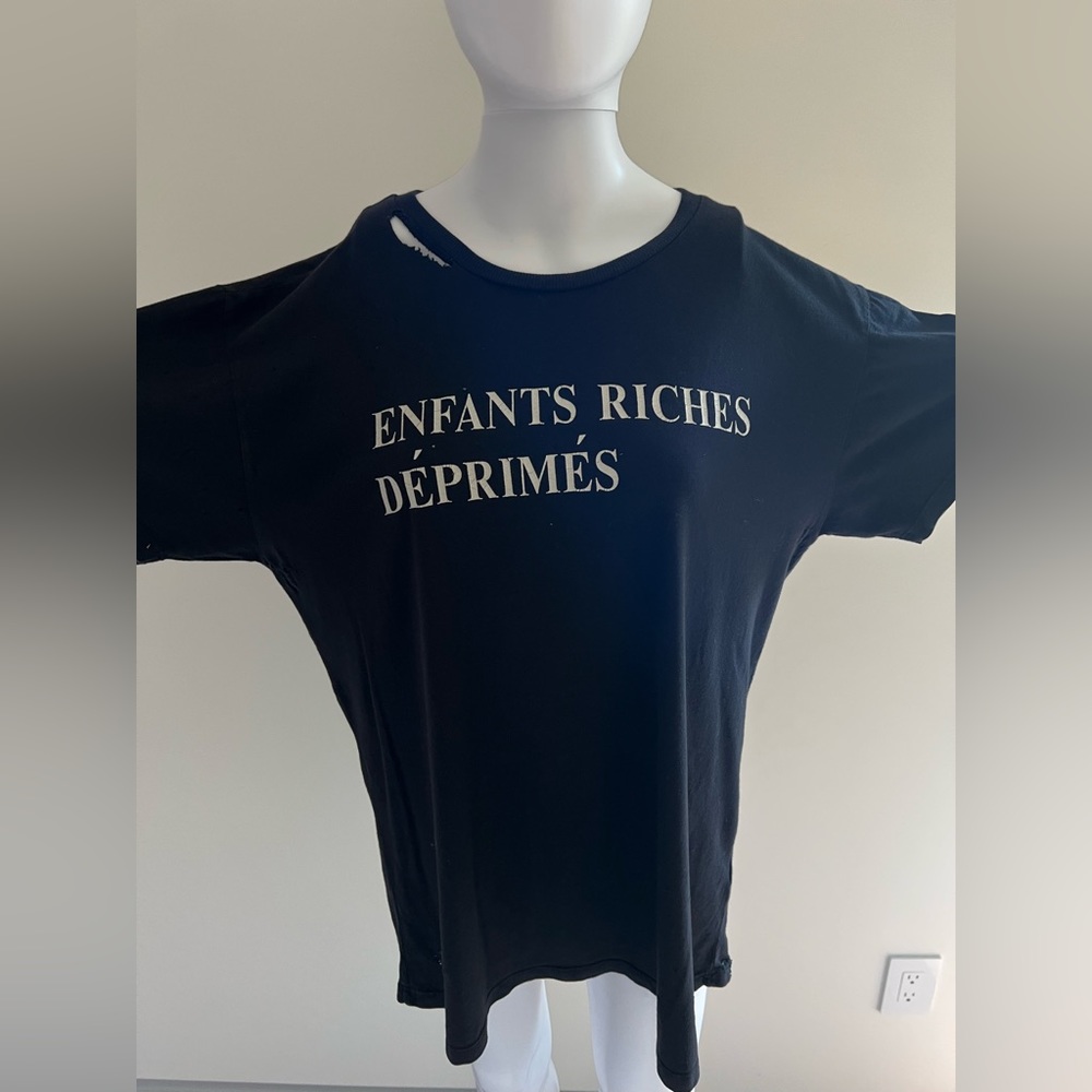 Enfants riches déprimés men black logo t-shirt short sleeve size L distressed